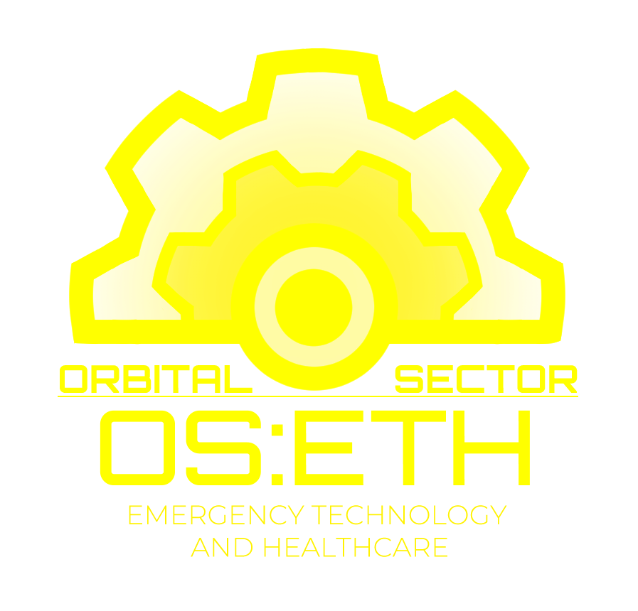 Logo for Orbital Sector: Emergency Technology and Healthcare, or OS:ETH. The logo shows a yellow coloured gear above the sector name. Logo for Orbital Sector: Emergency Technology and Healthcare, or OS:ETH. The logo shows a yellow coloured gear above the sector name.